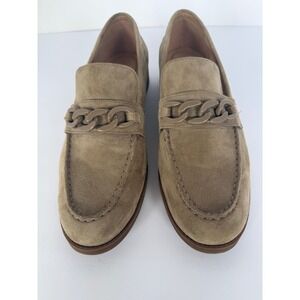 Cole Haan Lux Pinch Loafer Womens 10B Taupe Suede Chain Link Shoes Excellent